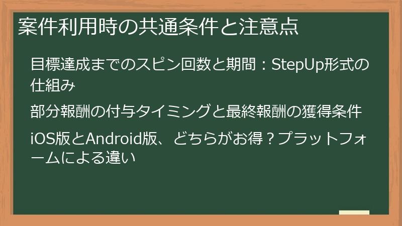 案件利用時の共通条件と注意点
