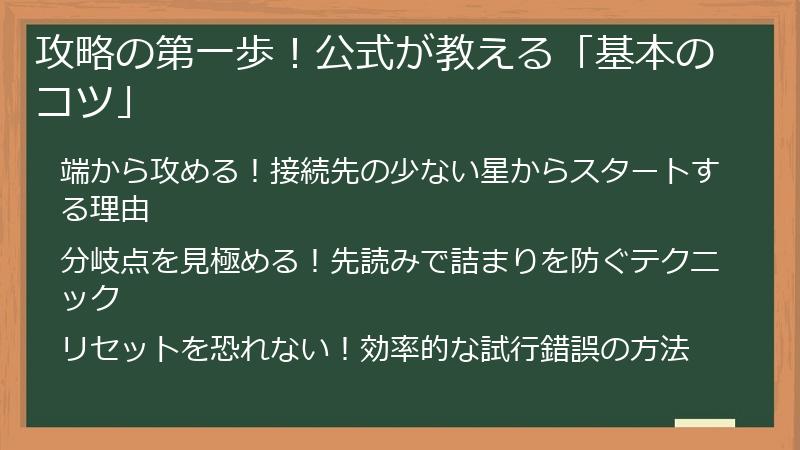 攻略の第一歩！公式が教える「基本のコツ」