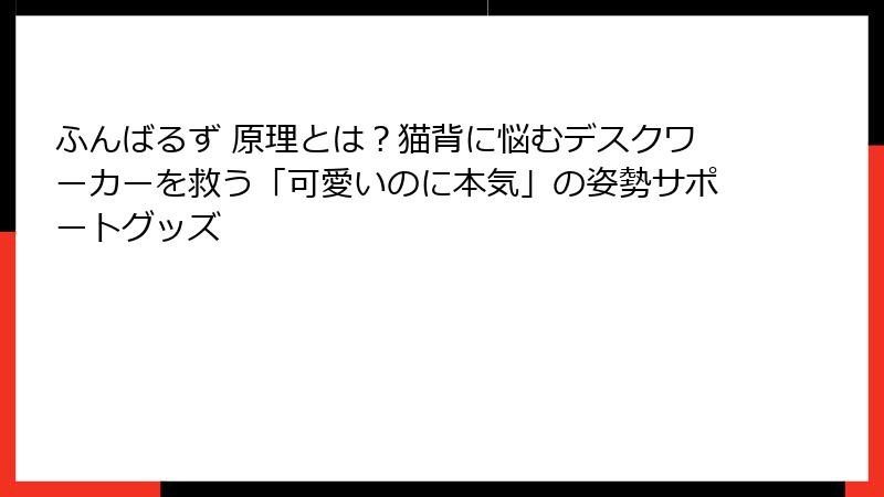 ふんばるず 原理とは？猫背に悩むデスクワーカーを救う「可愛いのに本気」の姿勢サポートグッズ