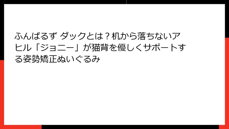 ふんばるず ダックとは？机から落ちないアヒル「ジョニー」が猫背を優しくサポートする姿勢矯正ぬいぐるみ