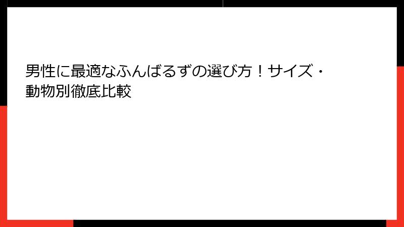 男性に最適なふんばるずの選び方！サイズ・動物別徹底比較