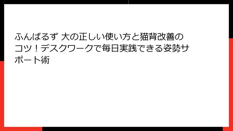 ふんばるず 大の正しい使い方と猫背改善のコツ!デスクワークで毎日実践できる姿勢サポート術