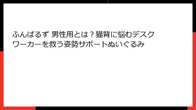 ふんばるず 男性用とは？猫背に悩むデスクワーカーを救う姿勢サポートぬいぐるみ