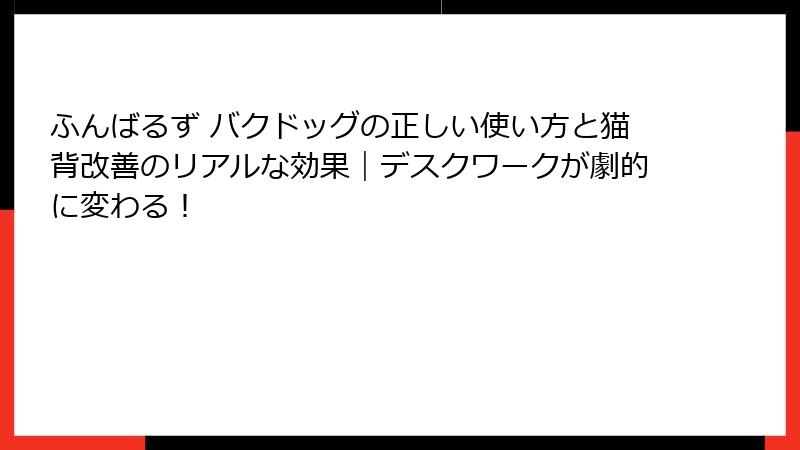 ふんばるず バクドッグの正しい使い方と猫背改善のリアルな効果｜デスクワークが劇的に変わる！