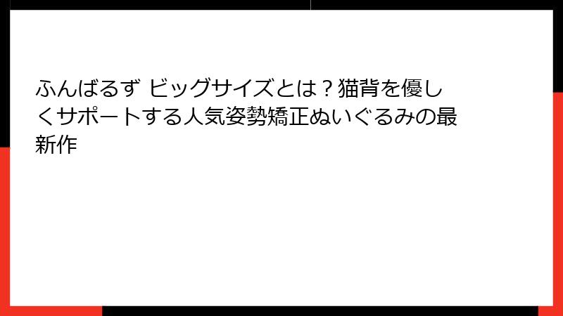 ふんばるず ビッグサイズとは？猫背を優しくサポートする人気姿勢矯正ぬいぐるみの最新作