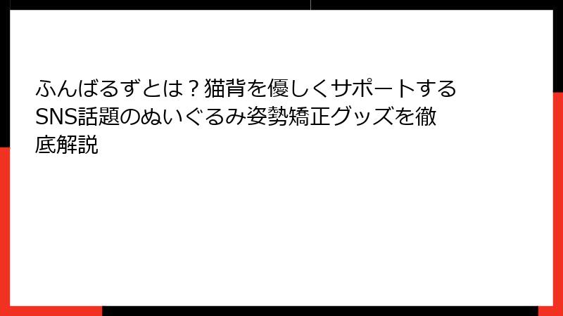 ふんばるずとは？猫背を優しくサポートするSNS話題のぬいぐるみ姿勢矯正グッズを徹底解説