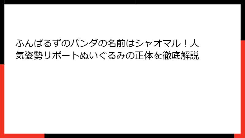 ふんばるずのパンダの名前はシャオマル！人気姿勢サポートぬいぐるみの正体を徹底解説