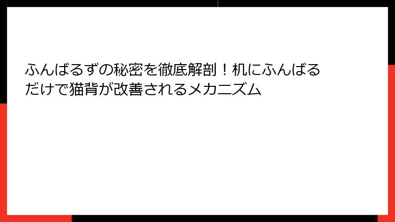 ふんばるずの秘密を徹底解剖！机にふんばるだけで猫背が改善されるメカニズム