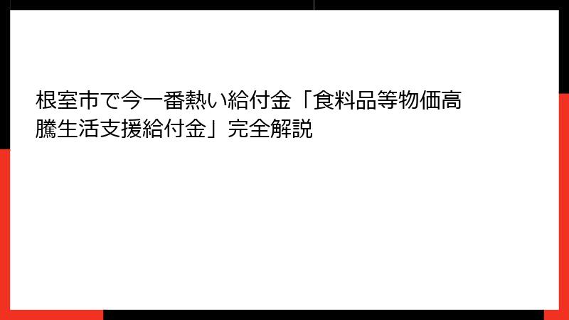 根室市で今一番熱い給付金「食料品等物価高騰生活支援給付金」完全解説