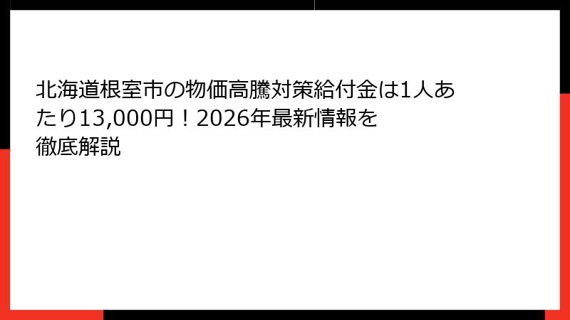 北海道根室市の物価高騰対策給付金は1人あたり13,000円！2026年最新情報を徹底解説