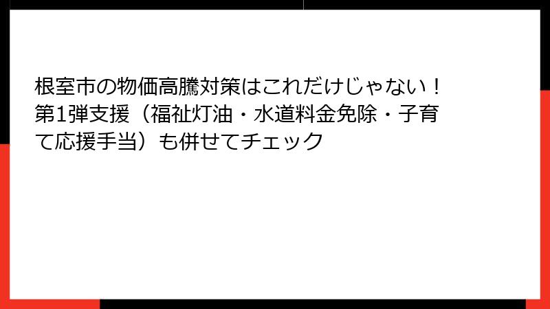 根室市の物価高騰対策はこれだけじゃない！第1弾支援（福祉灯油・水道料金免除・子育て応援手当）も併せてチェック