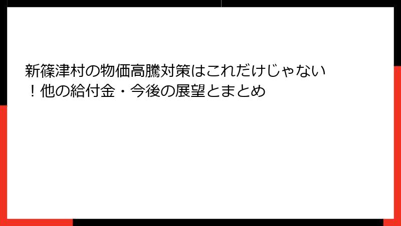 新篠津村の物価高騰対策はこれだけじゃない!他の給付金・今後の展望とまとめ