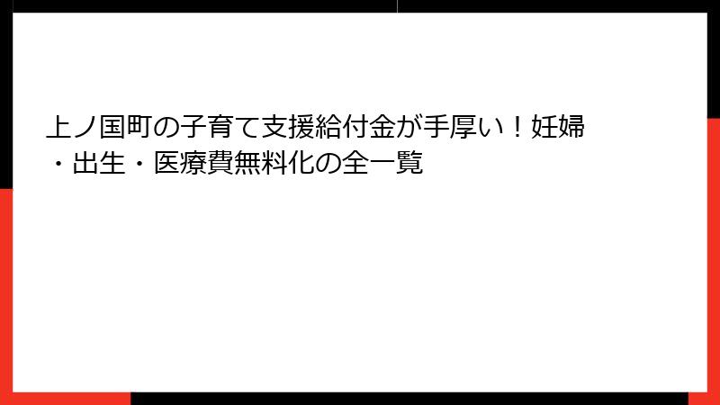 上ノ国町の子育て支援給付金が手厚い！妊婦・出生・医療費無料化の全一覧