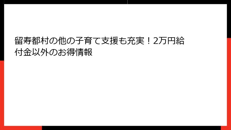 留寿都村の他の子育て支援も充実!2万円給付金以外のお得情報