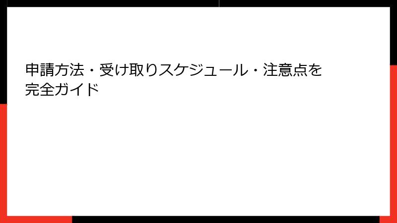 申請方法・受け取りスケジュール・注意点を完全ガイド
