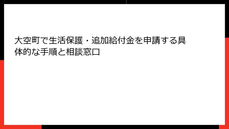 大空町で生活保護・追加給付金を申請する具体的な手順と相談窓口