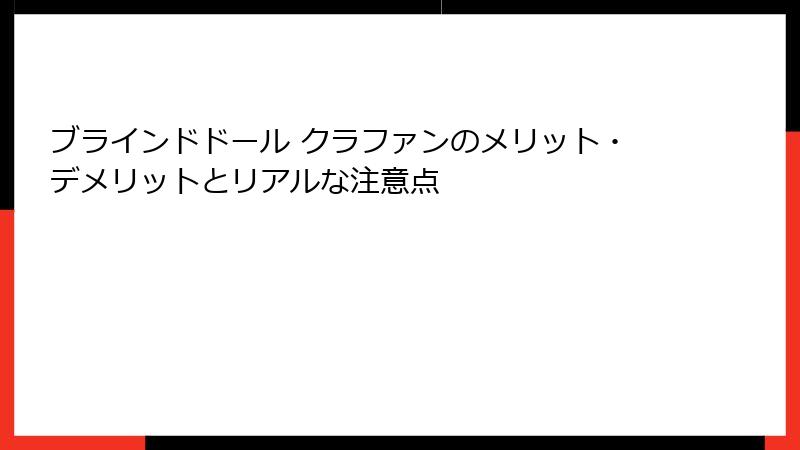 ブラインドドール クラファンのメリット・デメリットとリアルな注意点