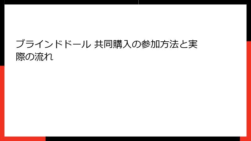 ブラインドドール 共同購入の参加方法と実際の流れ