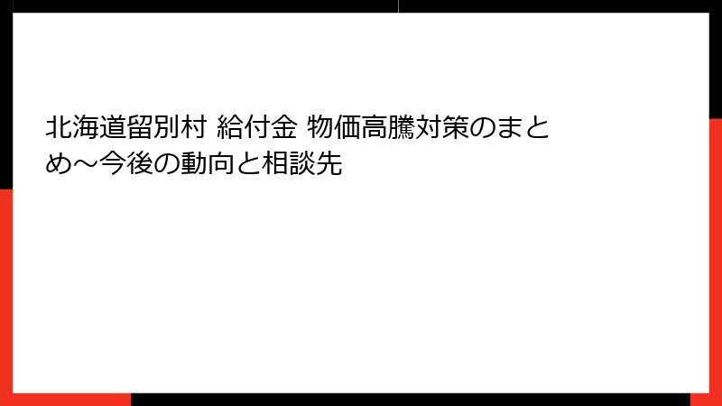 北海道留別村 給付金 物価高騰対策のまとめ~今後の動向と相談先
