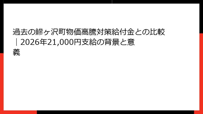 過去の鰺ヶ沢町物価高騰対策給付金との比較｜2026年21,000円支給の背景と意義