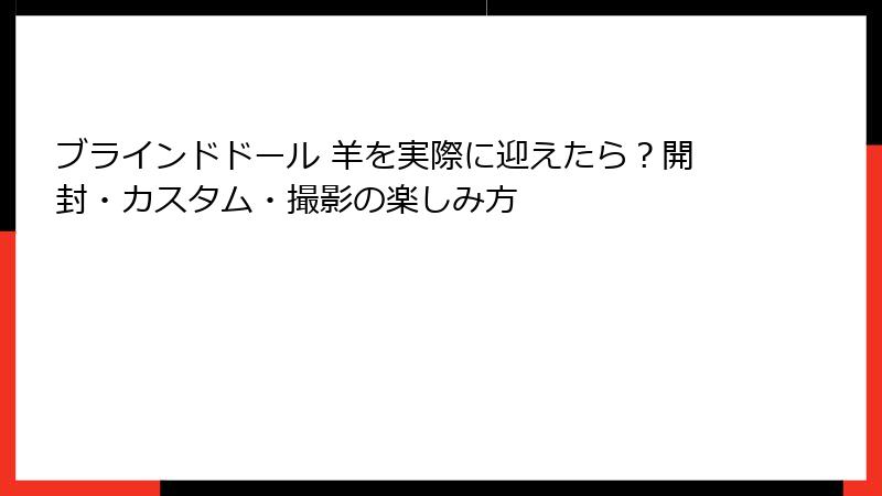ブラインドドール 羊を実際に迎えたら？開封・カスタム・撮影の楽しみ方
