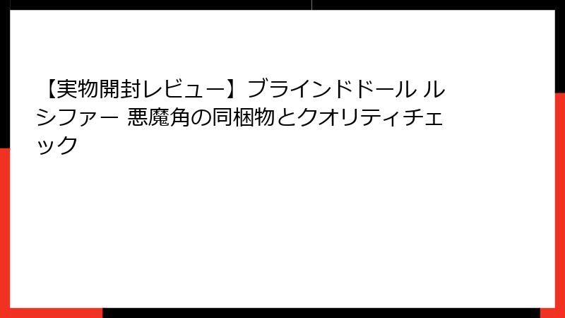 【実物開封レビュー】ブラインドドール ルシファー 悪魔角の同梱物とクオリティチェック