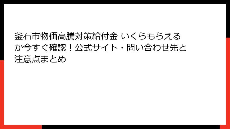 釜石市物価高騰対策給付金 いくらもらえるか今すぐ確認！公式サイト・問い合わせ先と注意点まとめ