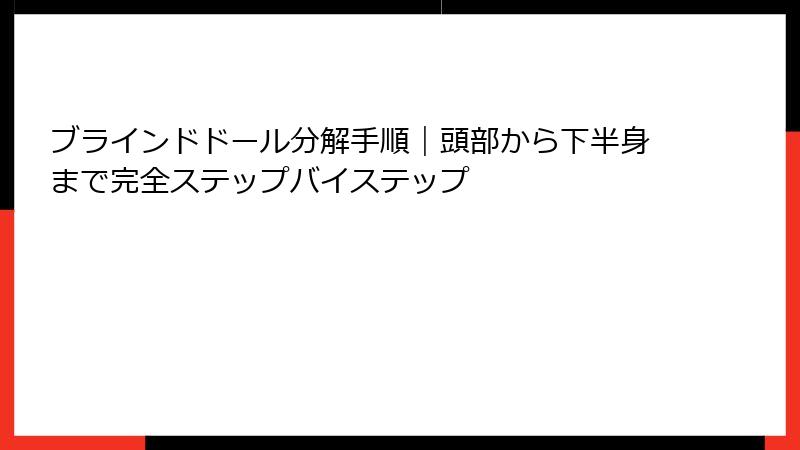 ブラインドドール分解手順｜頭部から下半身まで完全ステップバイステップ