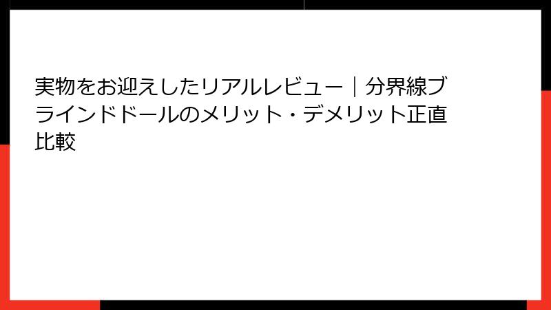 実物をお迎えしたリアルレビュー|分界線ブラインドドールのメリット・デメリット正直比較
