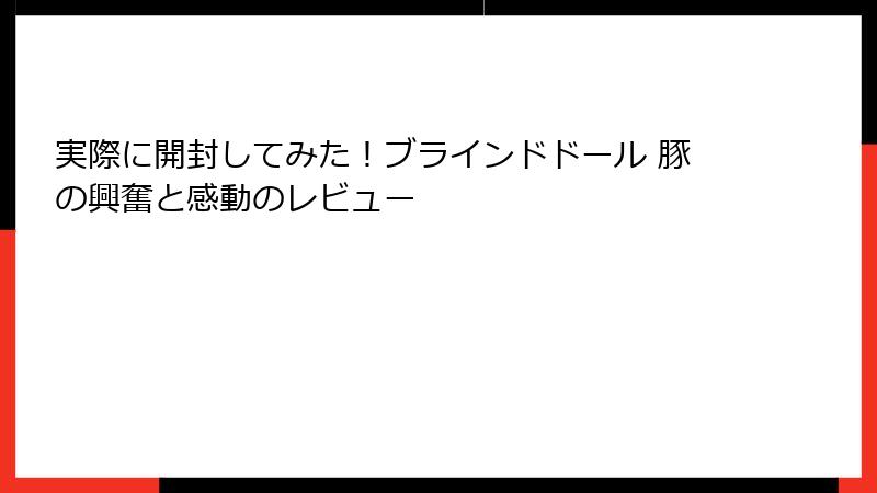 実際に開封してみた!ブラインドドール 豚の興奮と感動のレビュー