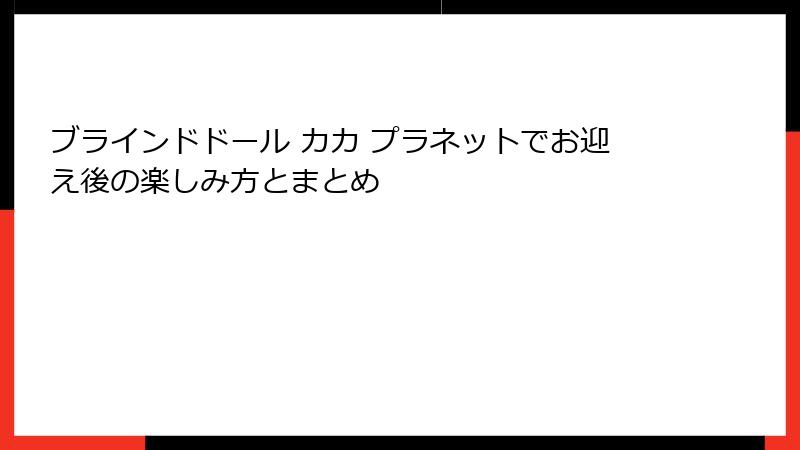 ブラインドドール カカ プラネットでお迎え後の楽しみ方とまとめ