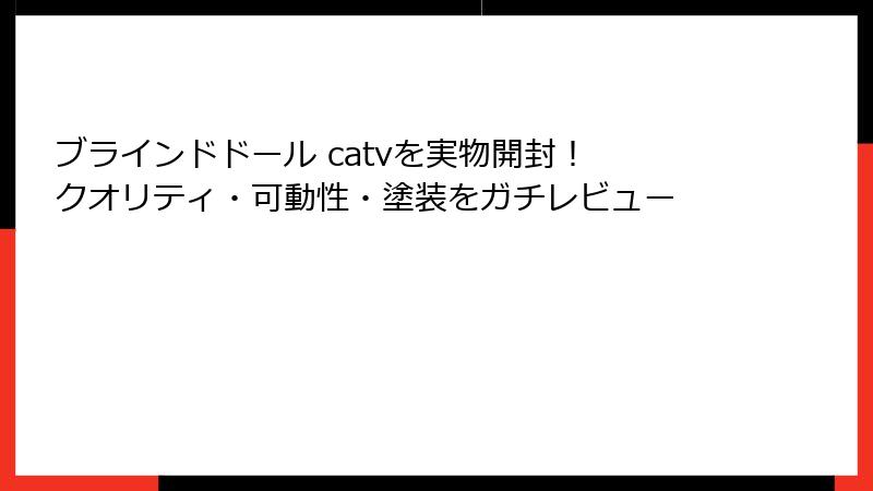 ブラインドドール catvを実物開封! クオリティ・可動性・塗装をガチレビュー