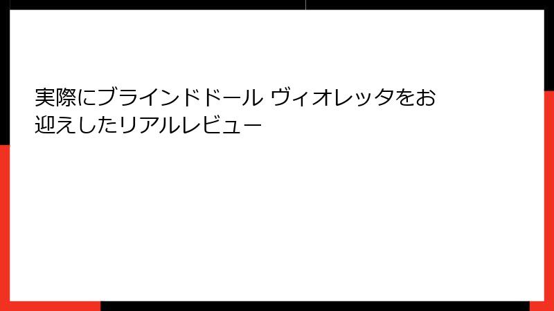実際にブラインドドール ヴィオレッタをお迎えしたリアルレビュー