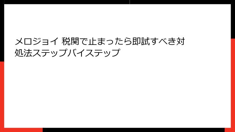 メロジョイ 税関で止まったら即試すべき対処法ステップバイステップ