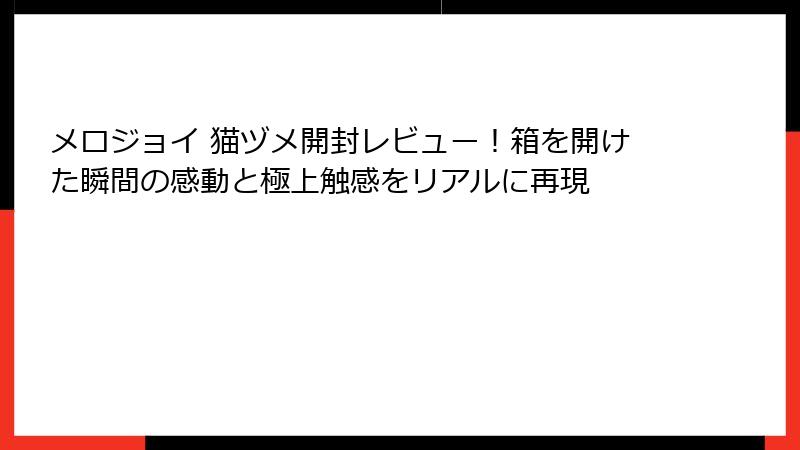 メロジョイ 猫ヅメ開封レビュー！箱を開けた瞬間の感動と極上触感をリアルに再現