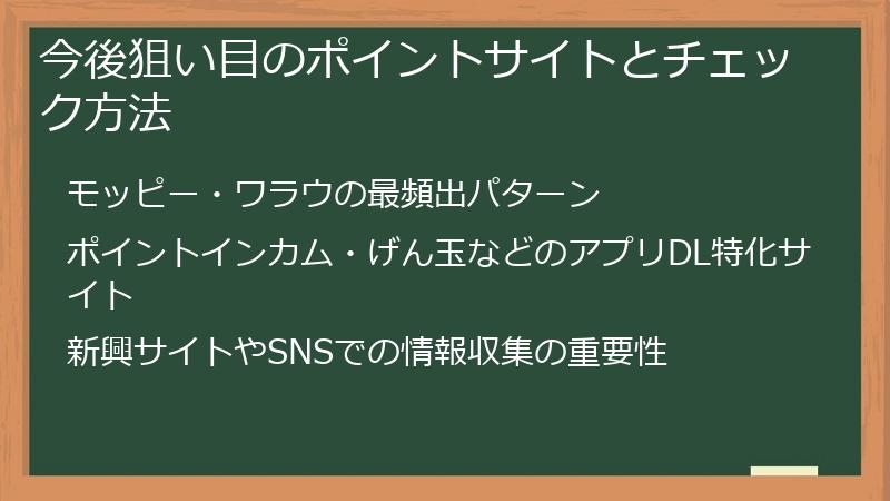 今後狙い目のポイントサイトとチェック方法