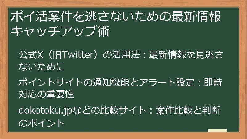 ポイ活案件を逃さないための最新情報キャッチアップ術