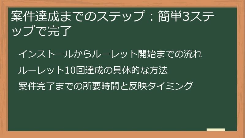 案件達成までのステップ：簡単3ステップで完了