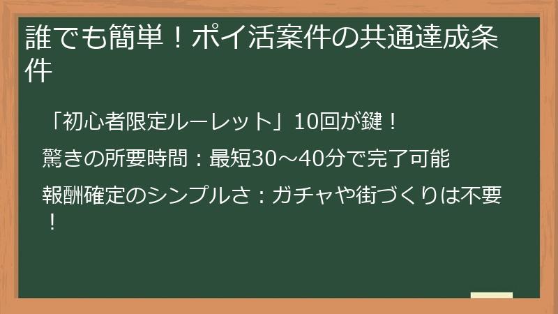 誰でも簡単！ポイ活案件の共通達成条件