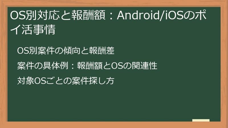 OS別対応と報酬額：Android/iOSのポイ活事情