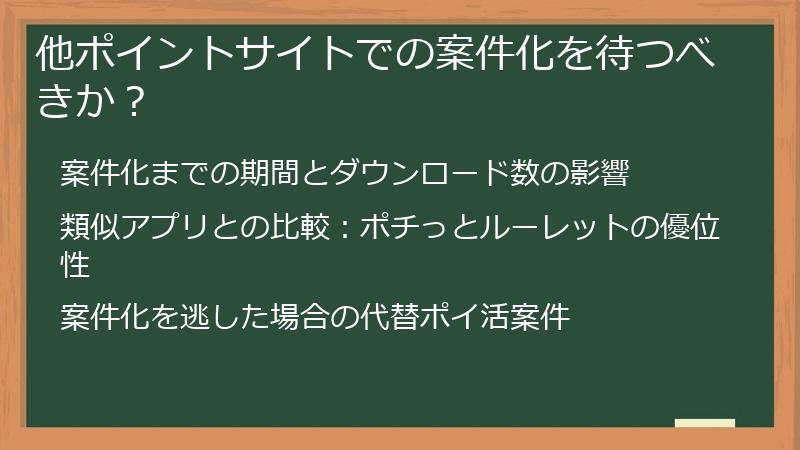 他ポイントサイトでの案件化を待つべきか？