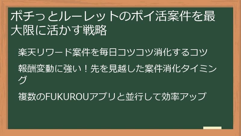 ポチっとルーレットのポイ活案件を最大限に活かす戦略