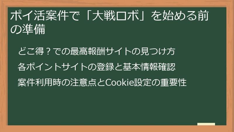 ポイ活案件で「大戦ロボ」を始める前の準備