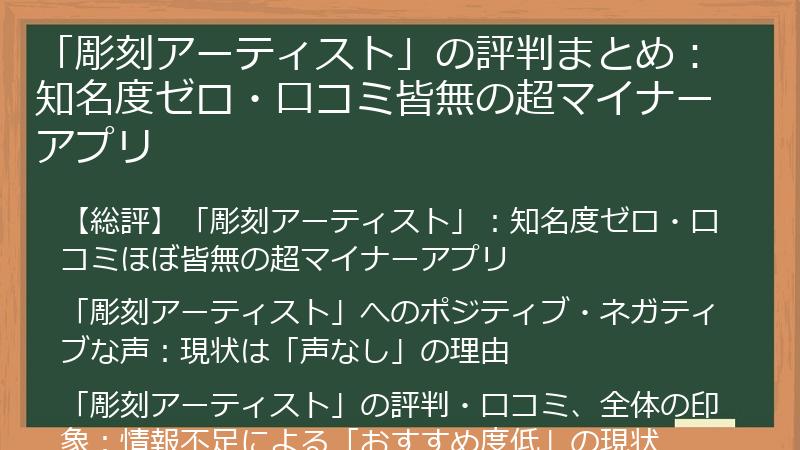 「彫刻アーティスト」の評判まとめ:知名度ゼロ・口コミ皆無の超マイナーアプリ