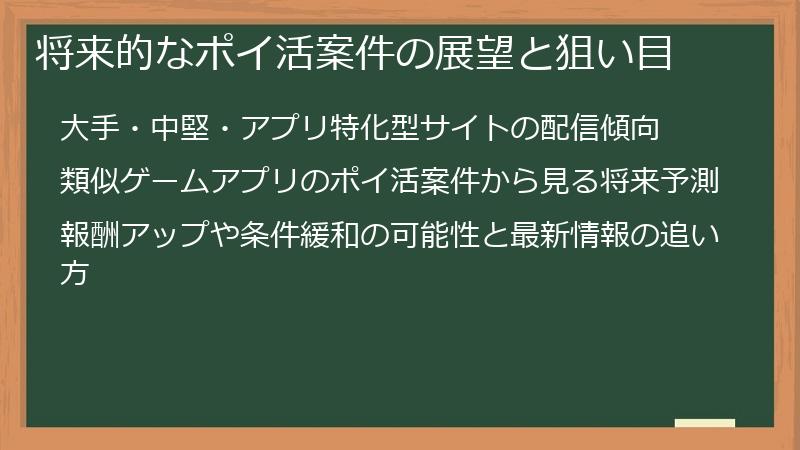 将来的なポイ活案件の展望と狙い目