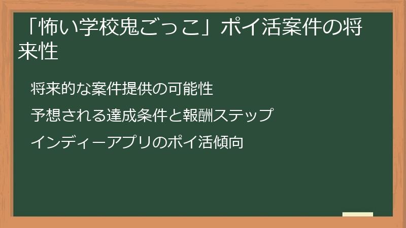 「怖い学校鬼ごっこ」ポイ活案件の将来性