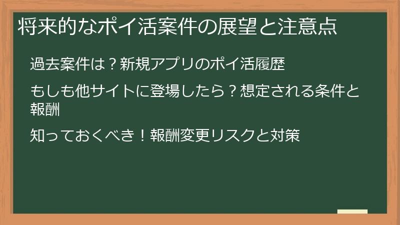 将来的なポイ活案件の展望と注意点
